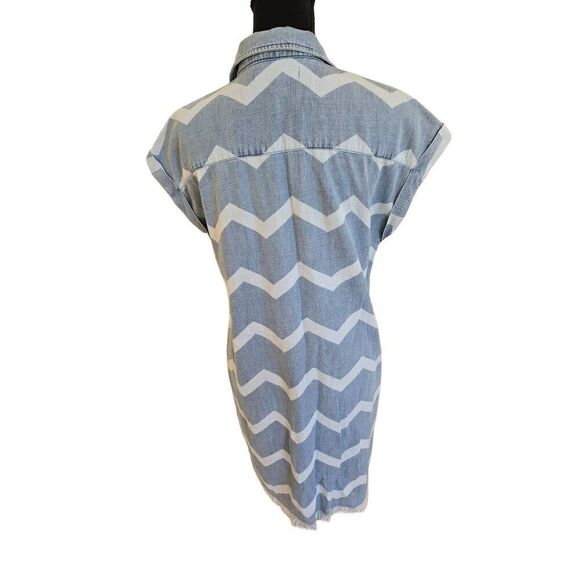 Billy T Lila Shirtdress Womens Denim Chevron Button Front Blue Dress Small - Picture 5 of 12